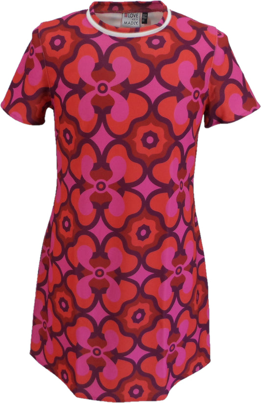 LHM Ladies 60s Retro Mod Vintage Pink Mini Dress