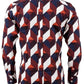 Camisa de manga larga con estampado geométrico burdeos/rojo/blanco Relco para hombre