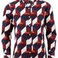 Relco chemise à manches longues pour hommes bordeaux/rouge/blanc à imprimé géométrique