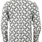 Camisa de manga larga con estampado geométrico blanco/azul/gris Relco para hombre