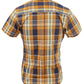 Camisas de manga corta con botones a cuadros naranjas retro para mujer Relco