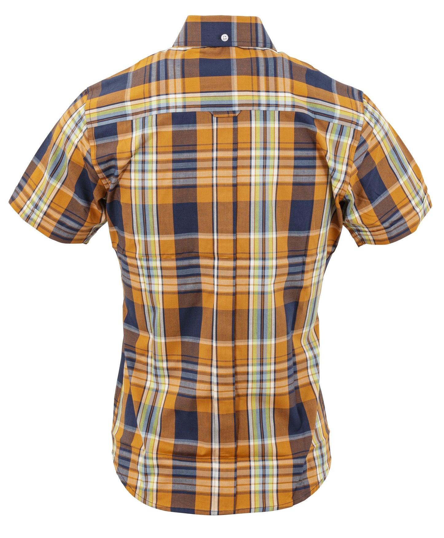 Relco Ladies Retro Orange Check Button Down Short Sleeved Shirts