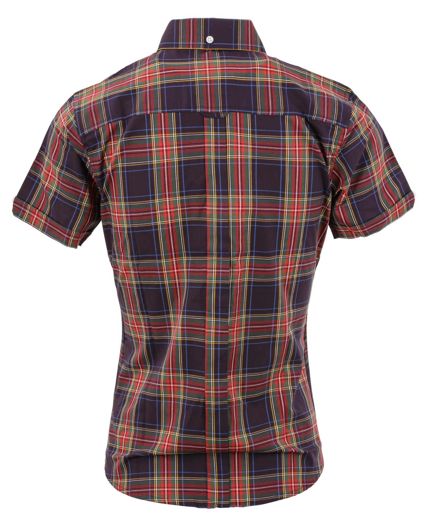 Relco Ladies Retro Navy Check Button Down Short Sleeved Shirts