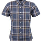 قمصان Relco للسيدات ذات اللون الرمادي الداكن ذات أزرار مربعة وأكمام قصيرة