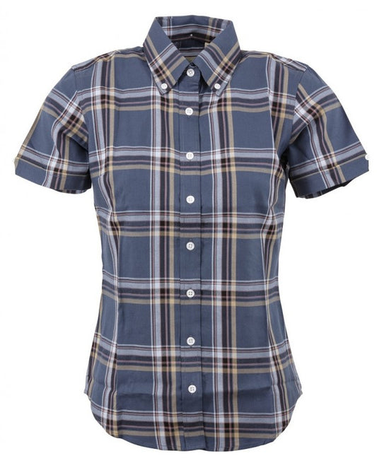 قمصان Relco للسيدات ذات اللون الرمادي الداكن ذات أزرار مربعة وأكمام قصيرة
