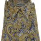 Mens 60s 70s Mustard Yellow Retro Paisley Shirt