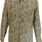 Mens 60s 70s Mustard Yellow Retro Paisley Shirt