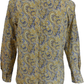 Mens 60s 70s Mustard Yellow Retro Paisley Shirt