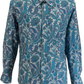 قميص Mazeys الرجالي من الستينيات والسبعينيات باللون الفيروزي القديم بيزلي