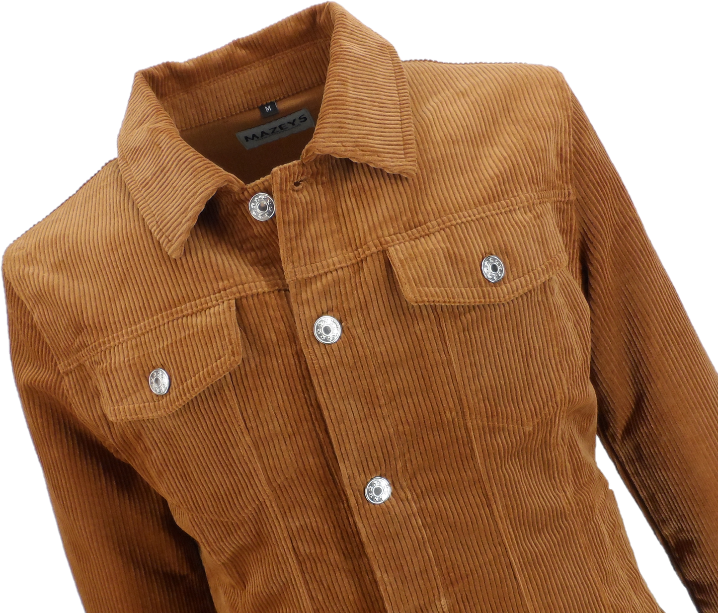 Mens 60s Retro Vintage Tan Cord Western Trucker Jacket