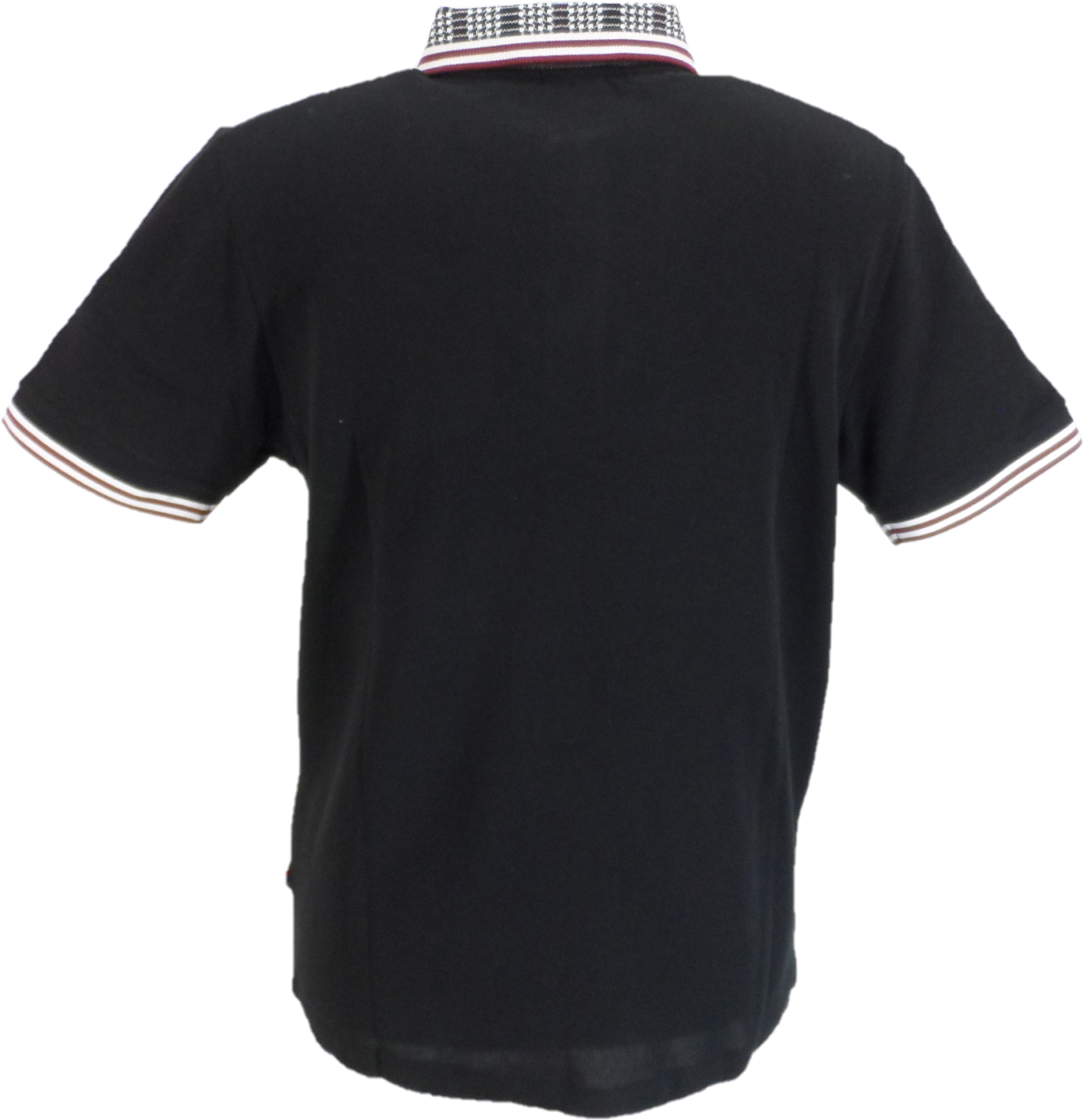 Merc Mens Black Tartan Trim Balam Polo Shirt