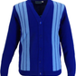 Mazeys Mens Classic Retro Blue Striped Cardigan