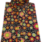 Mazeys Mens Retro Black Trippy Floral Shirt