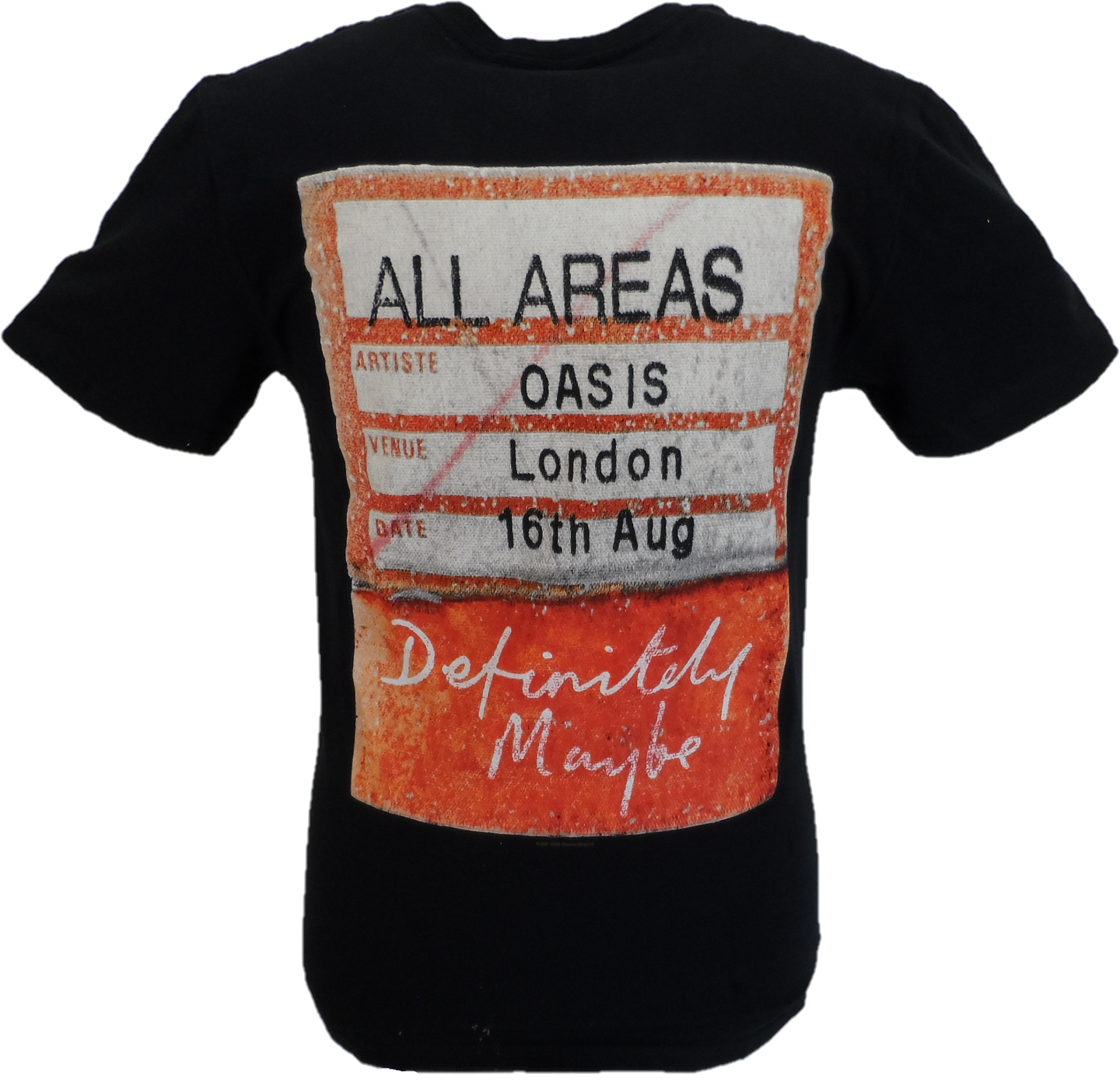 Mens Official Licensed Oasis Definitely Maybe AAA With Back Print T Shirt