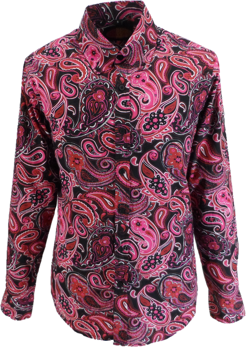 Mazeys Mens Retro Black Multi Paisley Shirt
