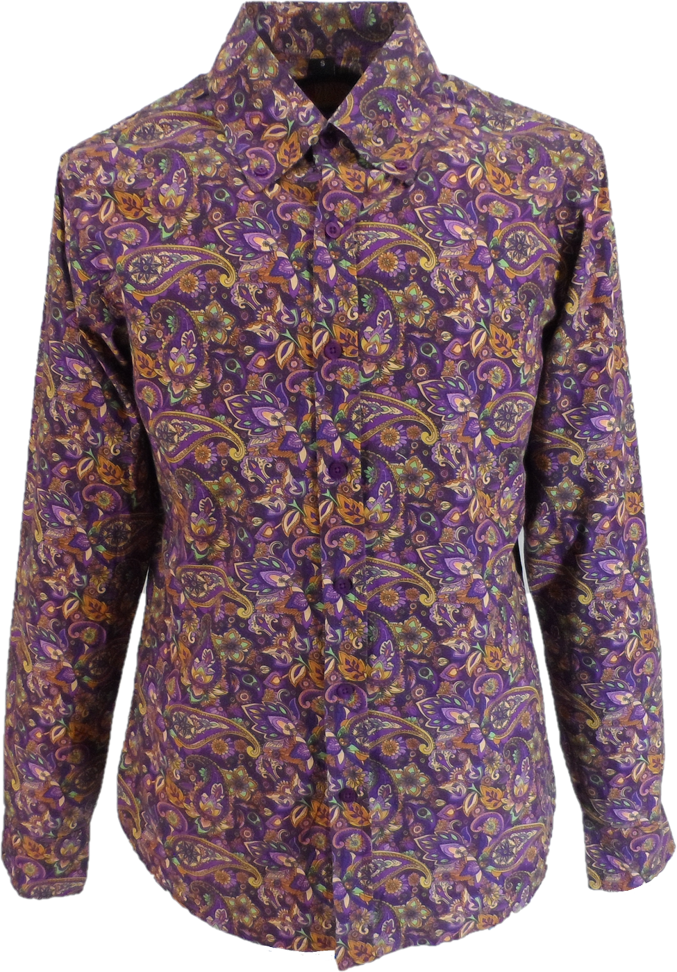 Mazeys Mens Retro Purple Paisley Shirt
