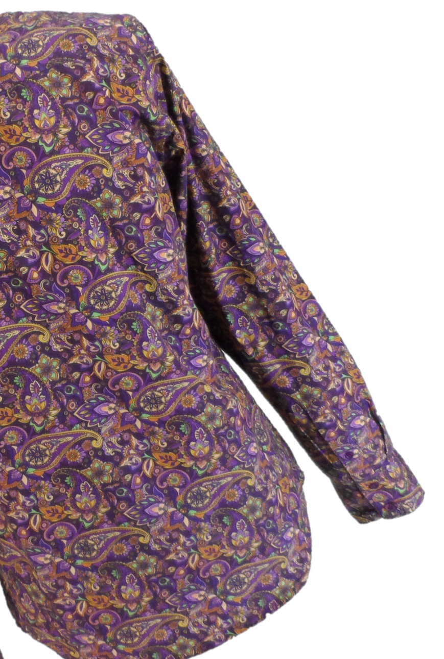 Mazeys Mens Retro Purple Paisley Shirt