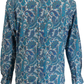 Mazeys Mens 60s 70s Turquoise Retro Paisley Shirt