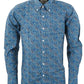 Relco Blue Paisley 100% Cotton Long Sleeved Button Down Shirts