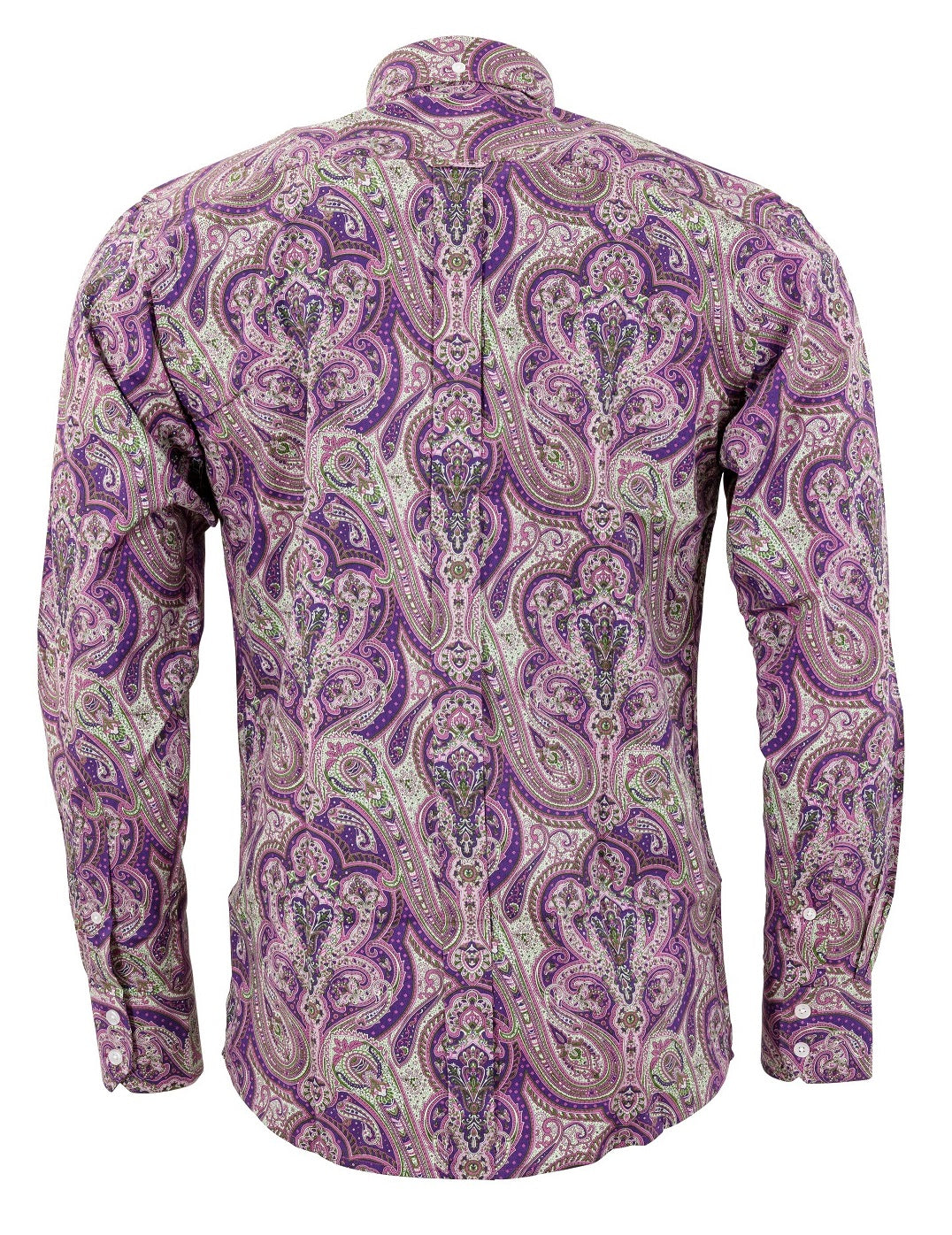 Relco lila Paisley-Hemden aus 100 % Baumwolle mit langen Ärmeln und Knöpfen