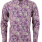 Camisas con botones de manga larga 100% algodón paisley morado Relco