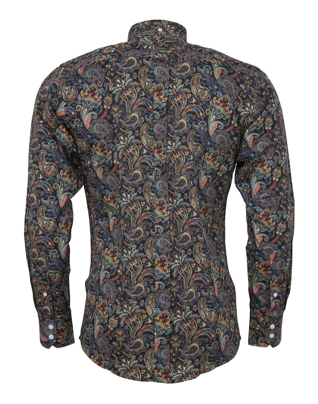 Relco Navy Paisley 100% Cotton Long Sleeved Retro Mod Button Down Shirt