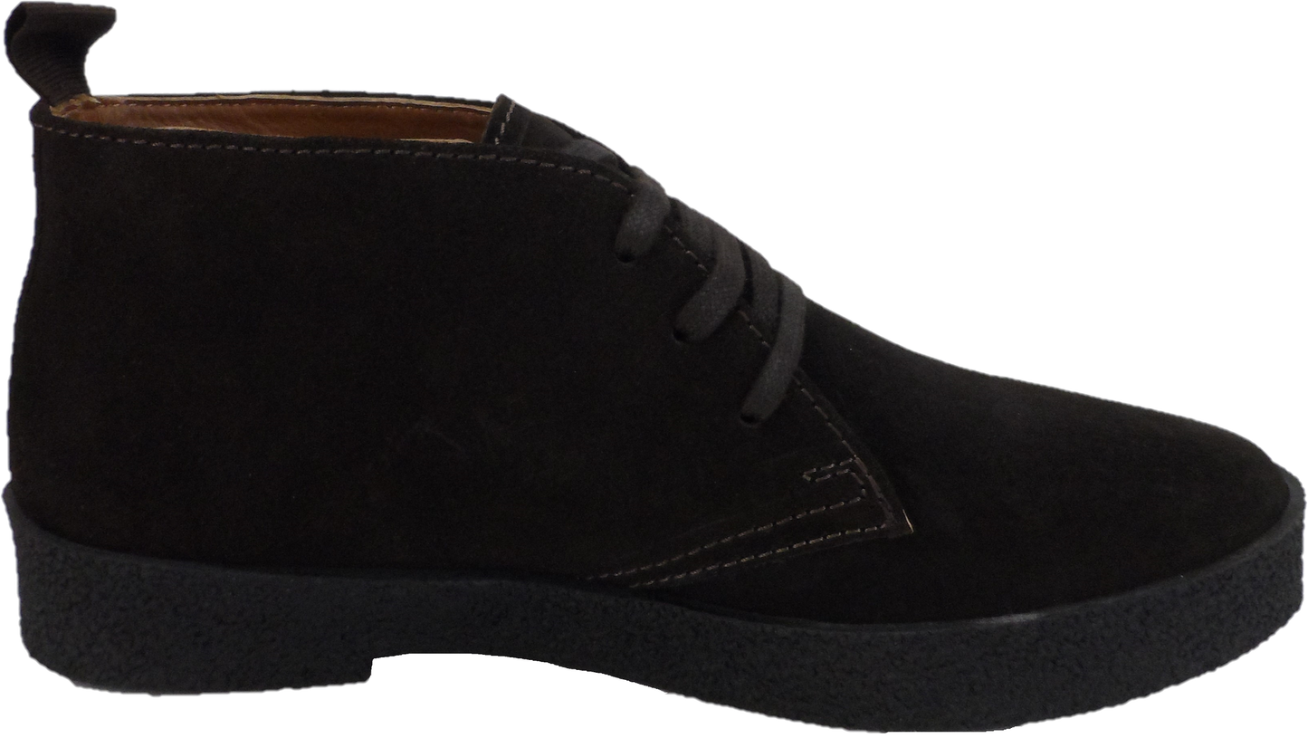 Roamers Mens Real Suede Dark Brown Retro McQueen Desert Boots