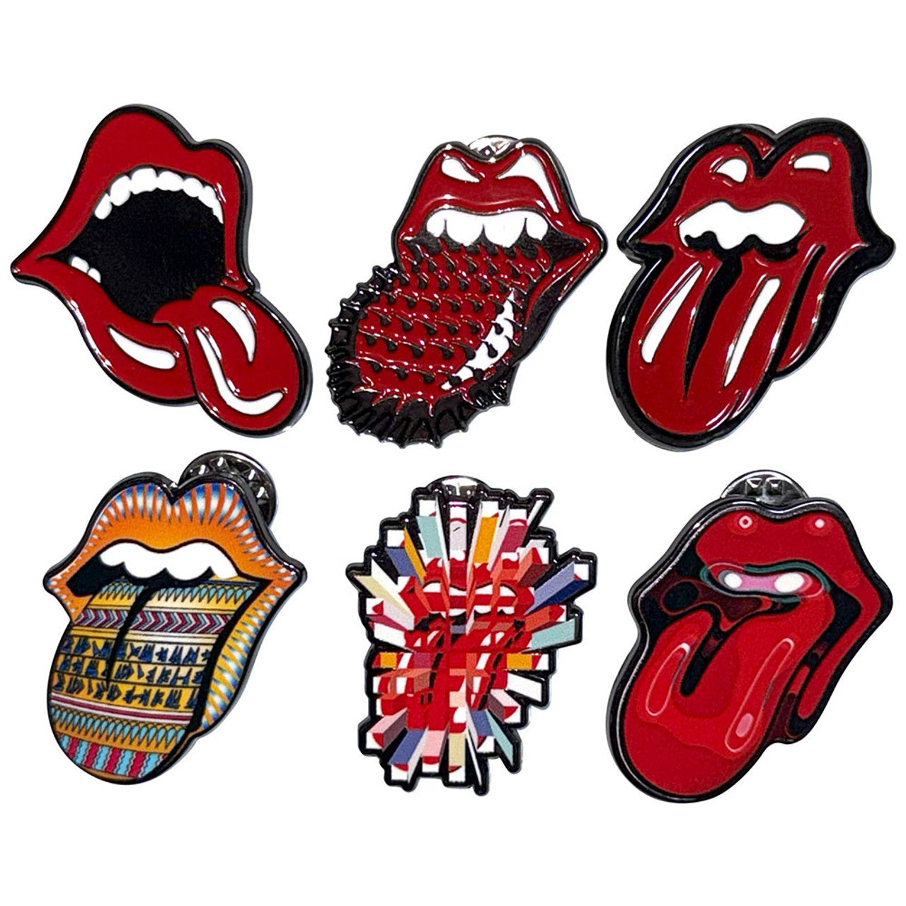 Official licensed Rolling Stones Metal Pin 6 Badge Set – Mazeys UK