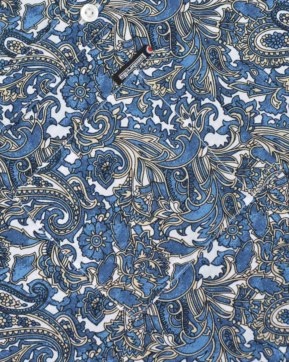 Lambretta Mens White Blue Paisley Short Sleeved Button Down Shirts