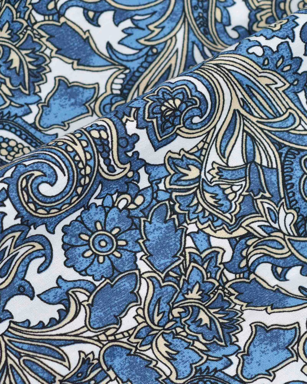 Lambretta Mens White Blue Paisley Short Sleeved Button Down Shirts
