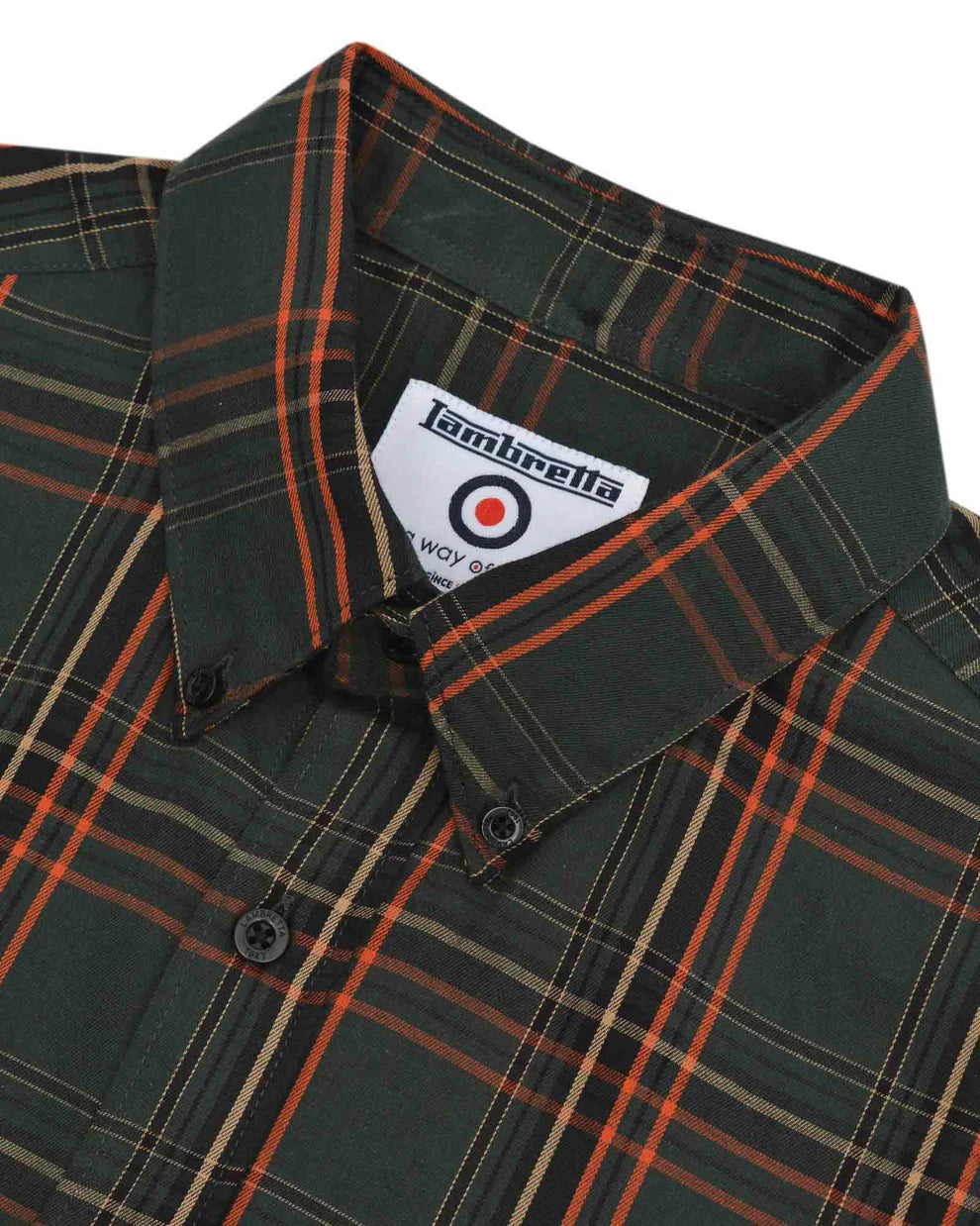 Lambretta Mens Khaki/Orange Button Down Shirts