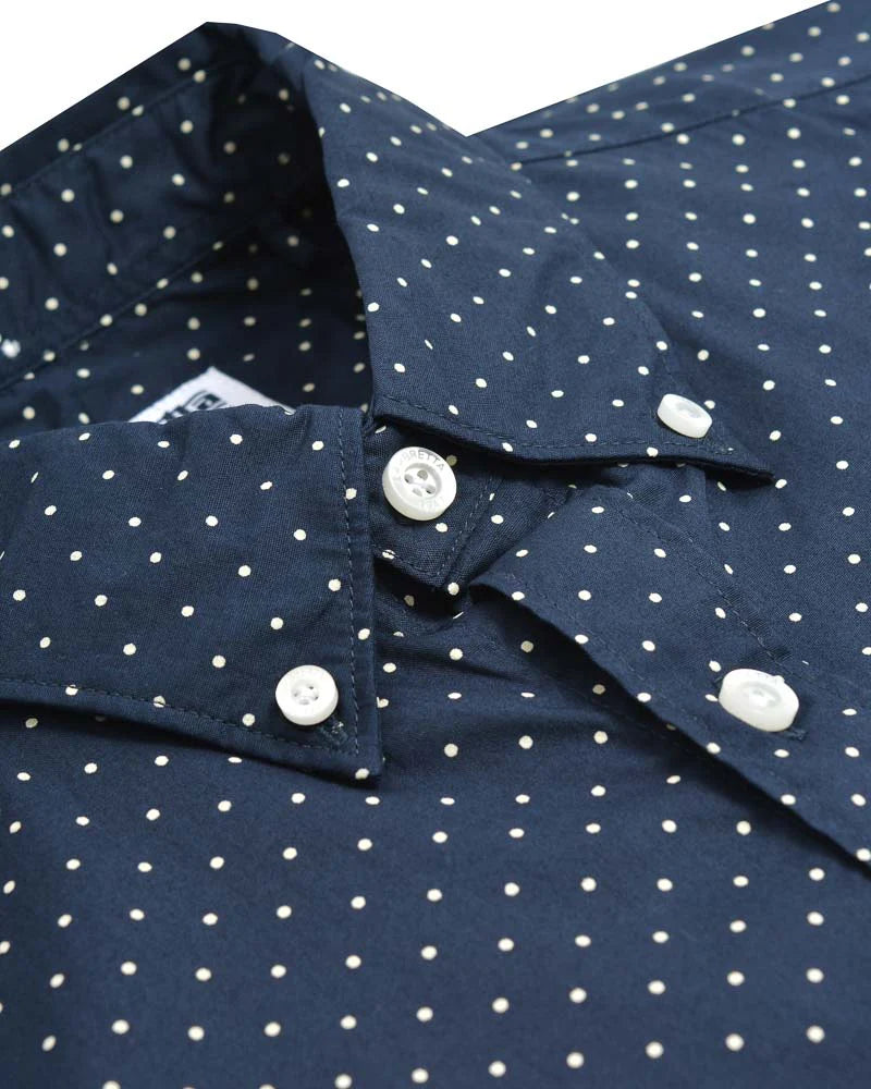 Lambretta Retro Button Down Navy/Blue Pindot Shirt