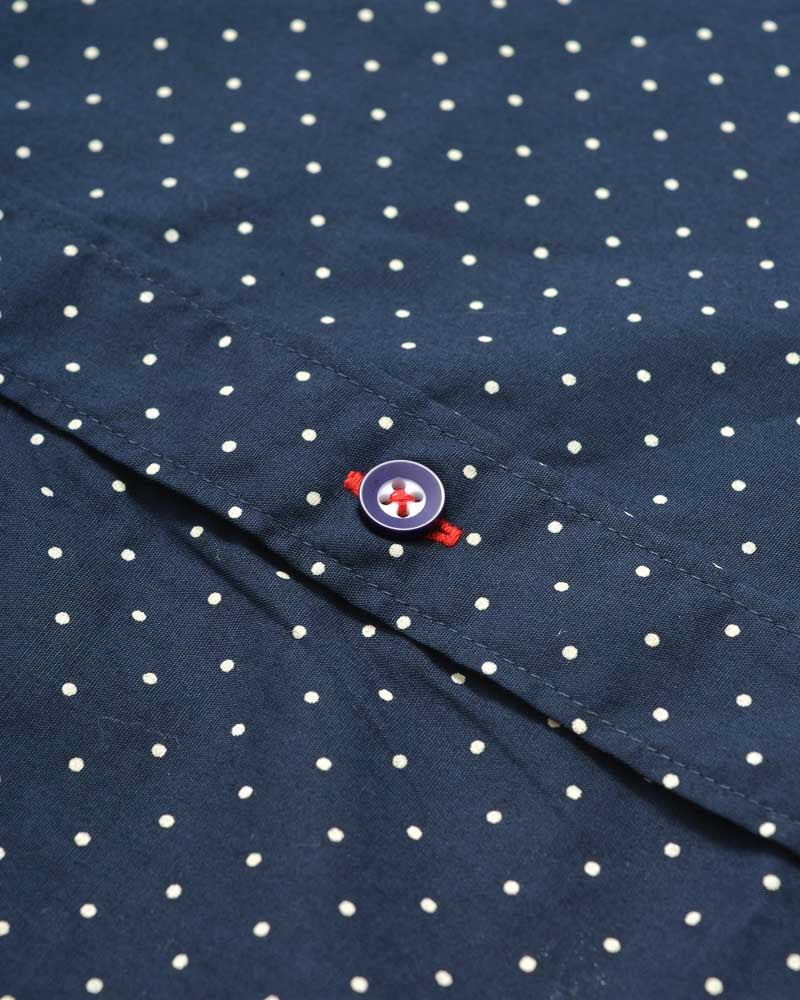 Lambretta Retro Button Down Navy/Blue Pindot Shirt