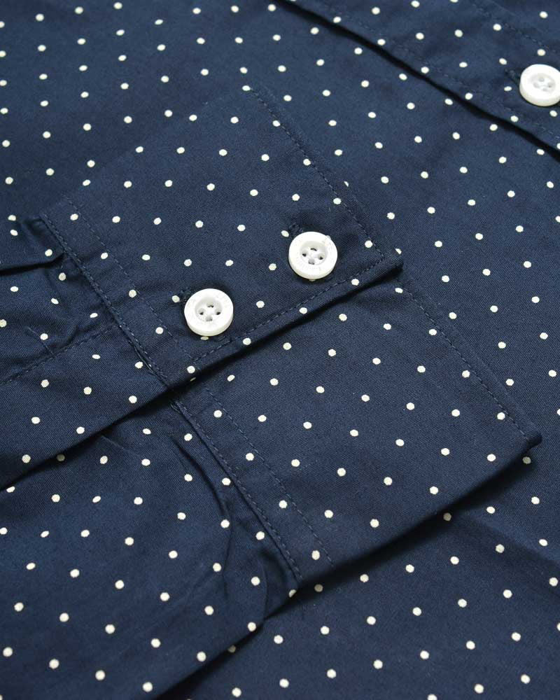 Lambretta Retro Button Down Navy/Blue Pindot Shirt