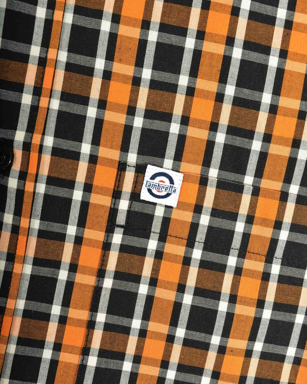 Lambretta Mens Black/White/Orange Button Down Shirts