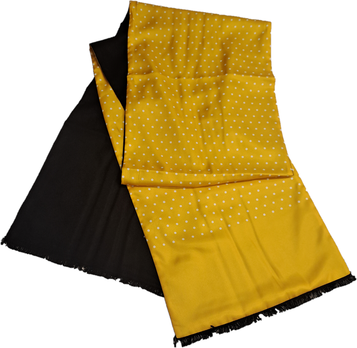 Mazeys Mens Classic Retro Mod Mod Tassled Scarf Yellow Polka Dot