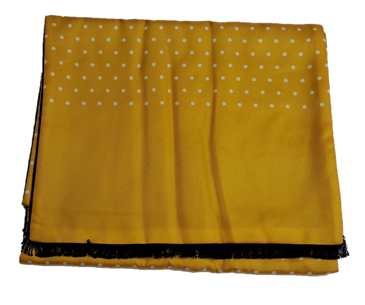 Mazeys Mens Classic Retro Mod Mod Tassled Scarf Yellow Polka Dot