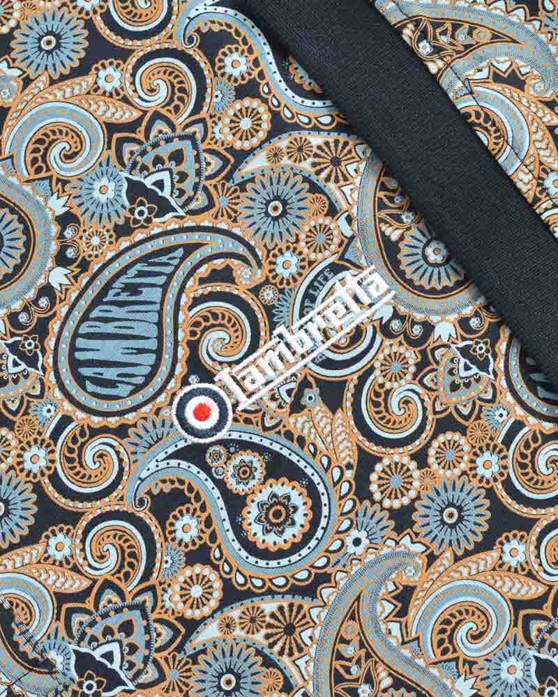 Lambretta Navy/Smoke Blue Paisley Print Polo Shirts
