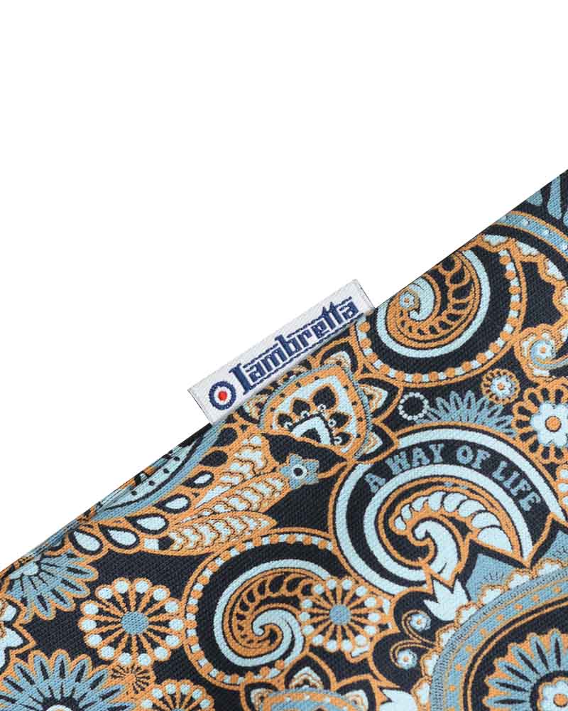 Lambretta Navy/Smoke Blue Paisley Print Polo Shirts