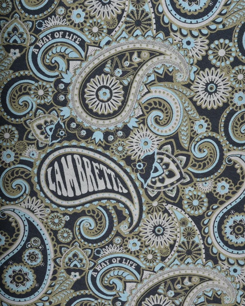Lambretta Navy Blue/Grey Paisley Print Polo Shirts