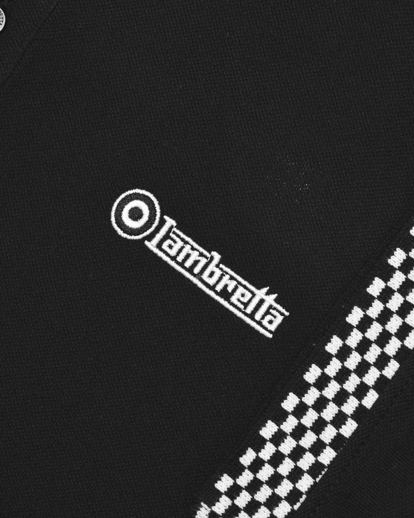 Lambretta Mens Black Checkerboard Collar Polo Shirts