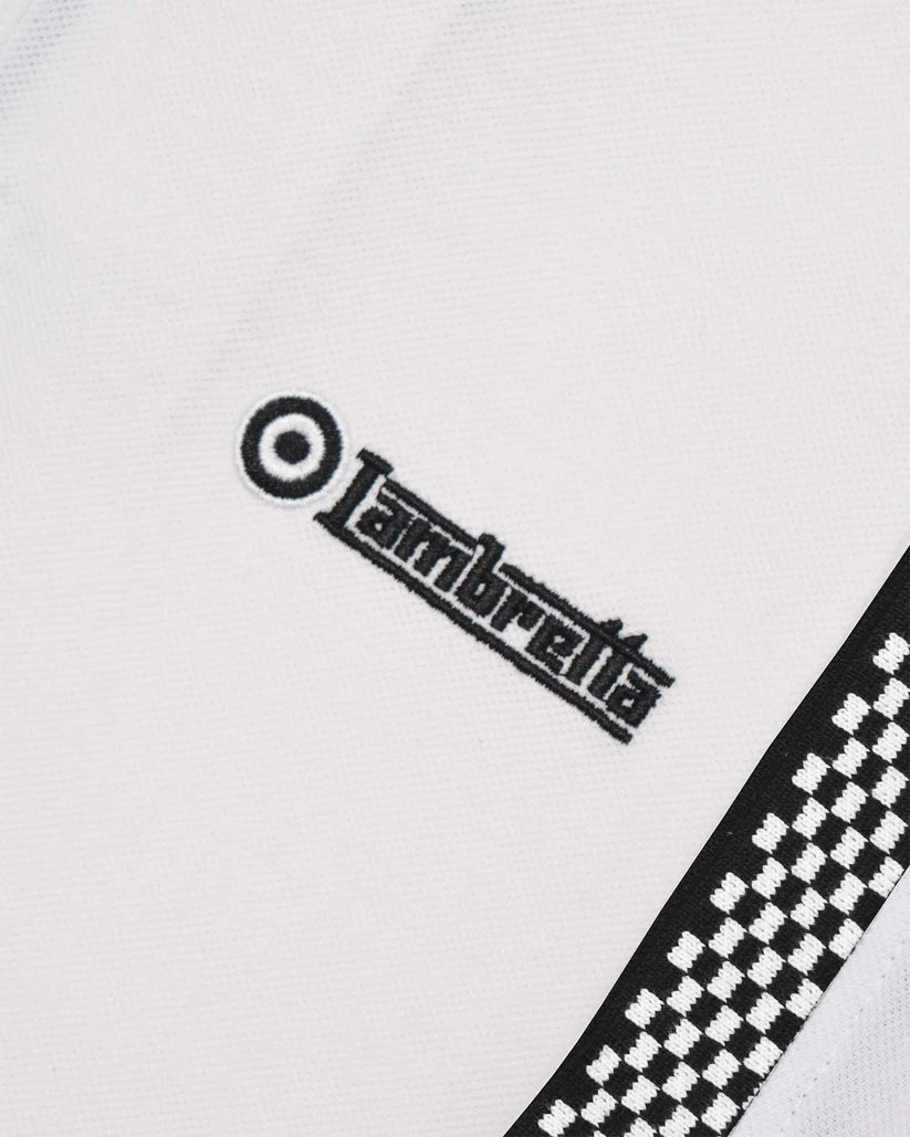 Lambretta Mens White Checkerboard Collar Polo Shirts