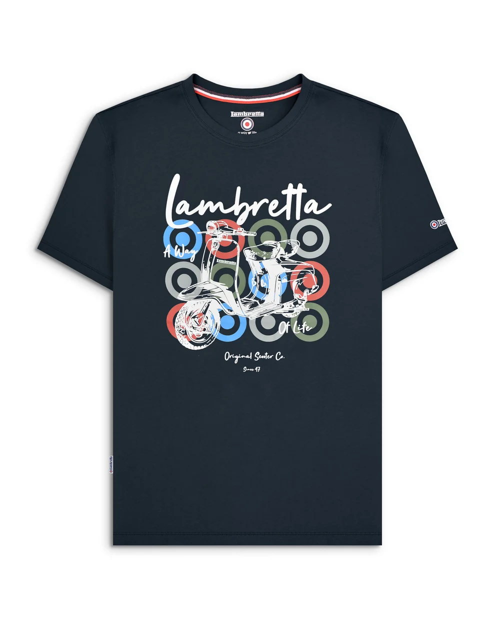 Lambretta Mens Navy Blue Brand Retro T Shirt
