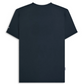 A dark navy blue short-sleeve crewneck t-shirt shown from the back, laid flat against a clean white background.