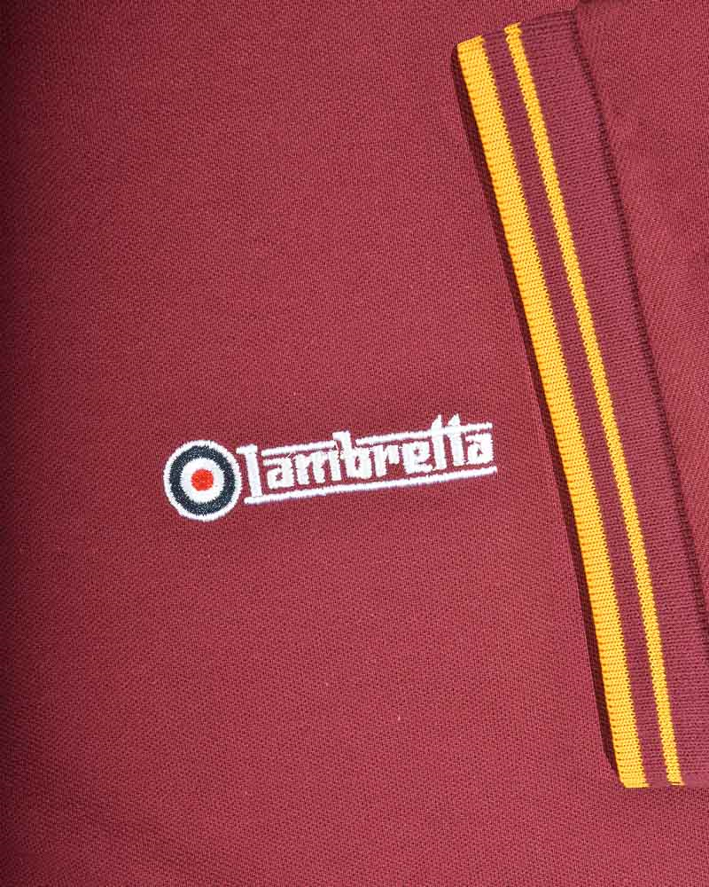 Lambretta Men`s Burgundy/Gold Tipped Tipped 100% Cotton Polo Shirts
