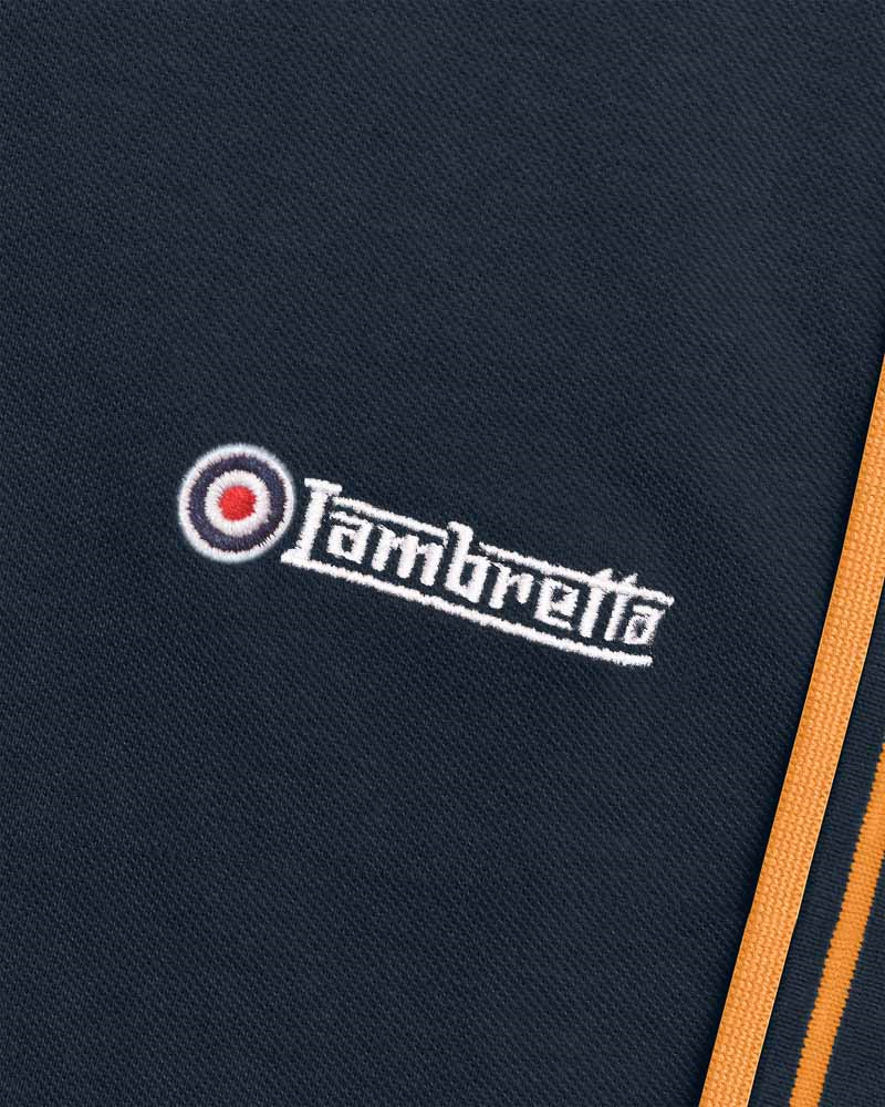 Lambretta Navy Tan Retro Target Logo 100% Cotton Polo Shirts
