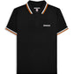 Lambretta Men`s Black Tipped Tipped 100% Cotton Polo Shirts