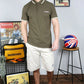Lambretta Men`s Khaki Triple Tipped Tipped 100% Cotton Polo Shirts