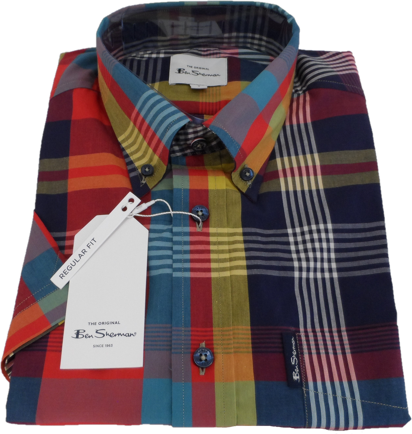 Ben Sherman Mens Scarlet Multi Check Shirts