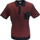 Gabicci Vintage Mens Navy Blue/Red Striped Knitted Polo Shirt
